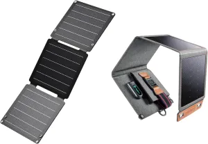 BigBlue 14W SunPower Solar Panels with USB-A Port(5V/2.4A Max) and BigBlue 21W Portable Foldable Solar Phone Charger with Dual USB Port, IP68 Waterproof