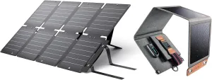 BigBlue 60W Portable Compact Solar Panel with PD 45W USB-C and [Upgraded Tiny Solar Charger] BigBlue 14W SunPower Solar Panels with USB-A Port