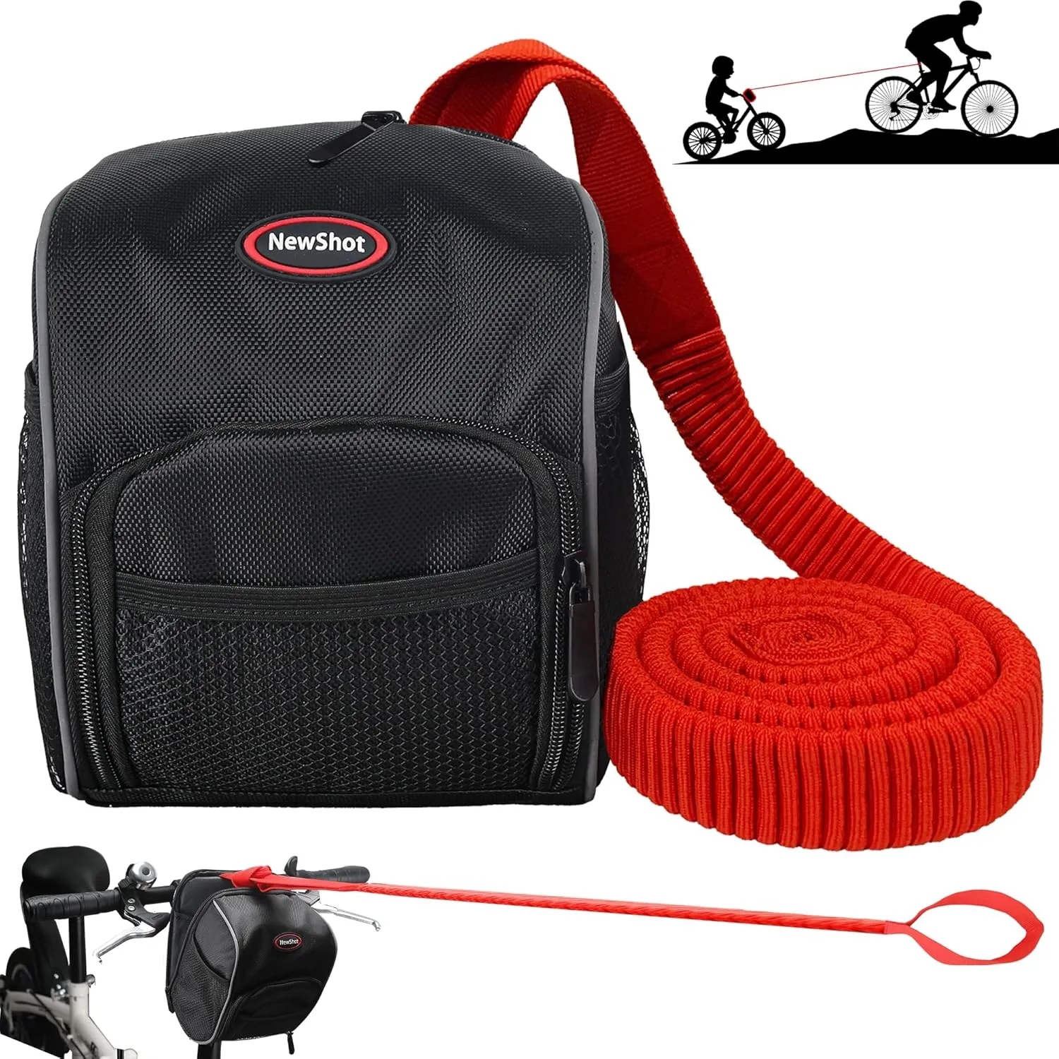 Bike Bungee Tow Rope, All Bicycle Leash for Kids Adult Long Trip MTB & Cycling Pull Strap