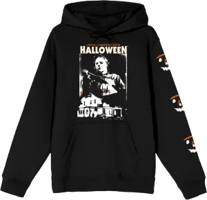 Bioworld John Carpenter's Halloween Knife & Jack-o'-Lantern Faces Long Sleeve Black Adult Hooded Sweatshirt