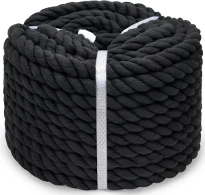 Black Cotton Rope 3/4 inch x 50 feet Strong Thick Rope for Hanging Swing Home Decor Tug of War