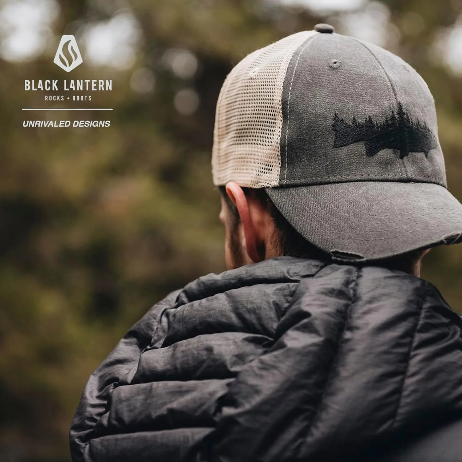 Black Lantern Trucker Hats - Bigfoot Hat - Snapback Adjustable Trucker Hats for Men and Women - Trucker & Baseball Caps for Men - Outdoor Aesthetic Headwear (Olive/Tan)