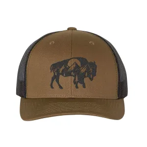 Black Lantern Trucker Hats - Curved Bill Snapback Adjustable Trucker Hat for Men and Women - Nature Themed Trucker Caps for Nature Lovers - Trucker & Baseball Caps - Outdoor Aesthetic Headwear (Buffalo Landscape)