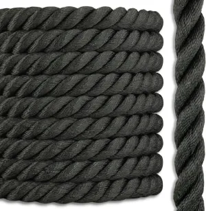 Black Nylon Rope | 3 Strand Twisted | 100% Nylon | 1 1/2 in. x 200 feet