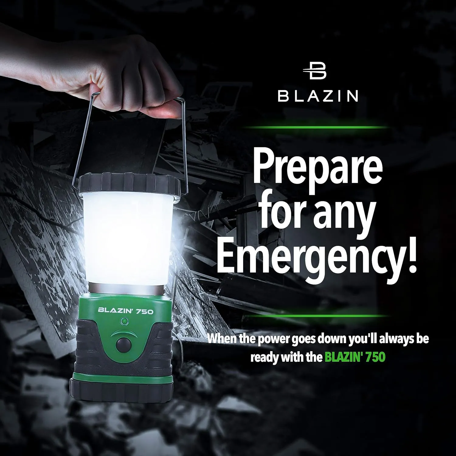 Blazin Ultra Bright Camping Lantern - Waterproof, Portable & Lightweight, 750 Lumens Battery Operated Camping Light - Ideal for Camping, Hurricane, Power Outages & Emergencies