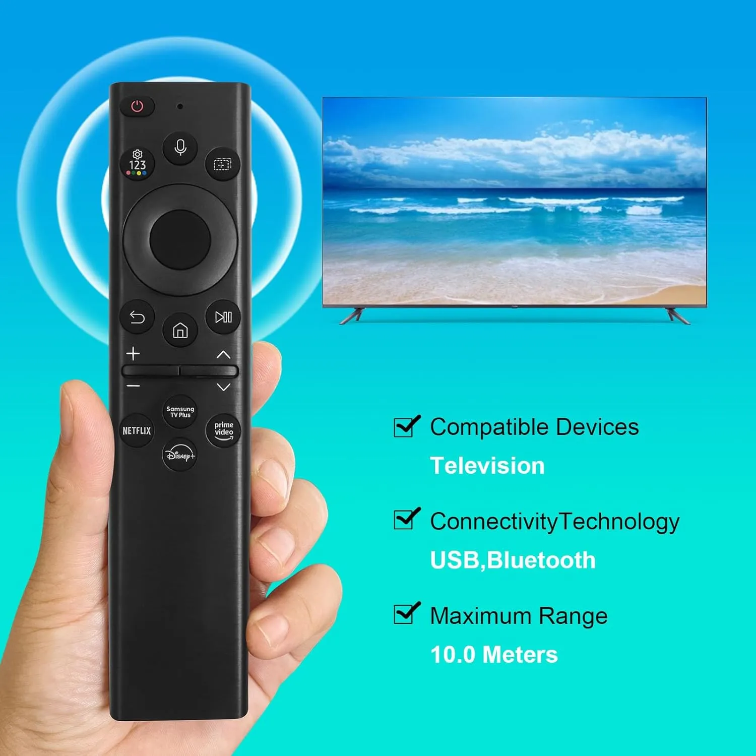 BN59-01385A Solar Voice Remote Replacement for Samsung Frame Smart TV Remote with Bluetooth Rechargeable Solar Cell, Compatible with Samsung 2021-2022 Neo LED 4K Ultra HD TV, 4 Shortcut Buttons, Black