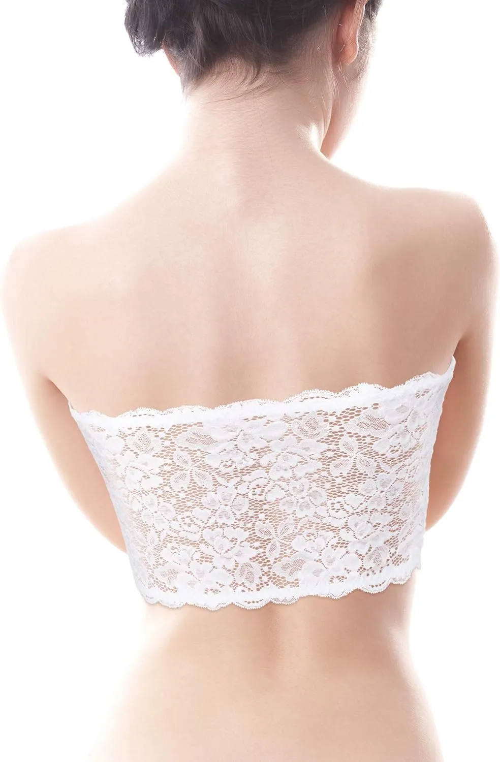 Boao 3 Pieces Women's Floral Lace Tube Top Bandeau Strapless Bras Seamless Stretchy Chest Wrap