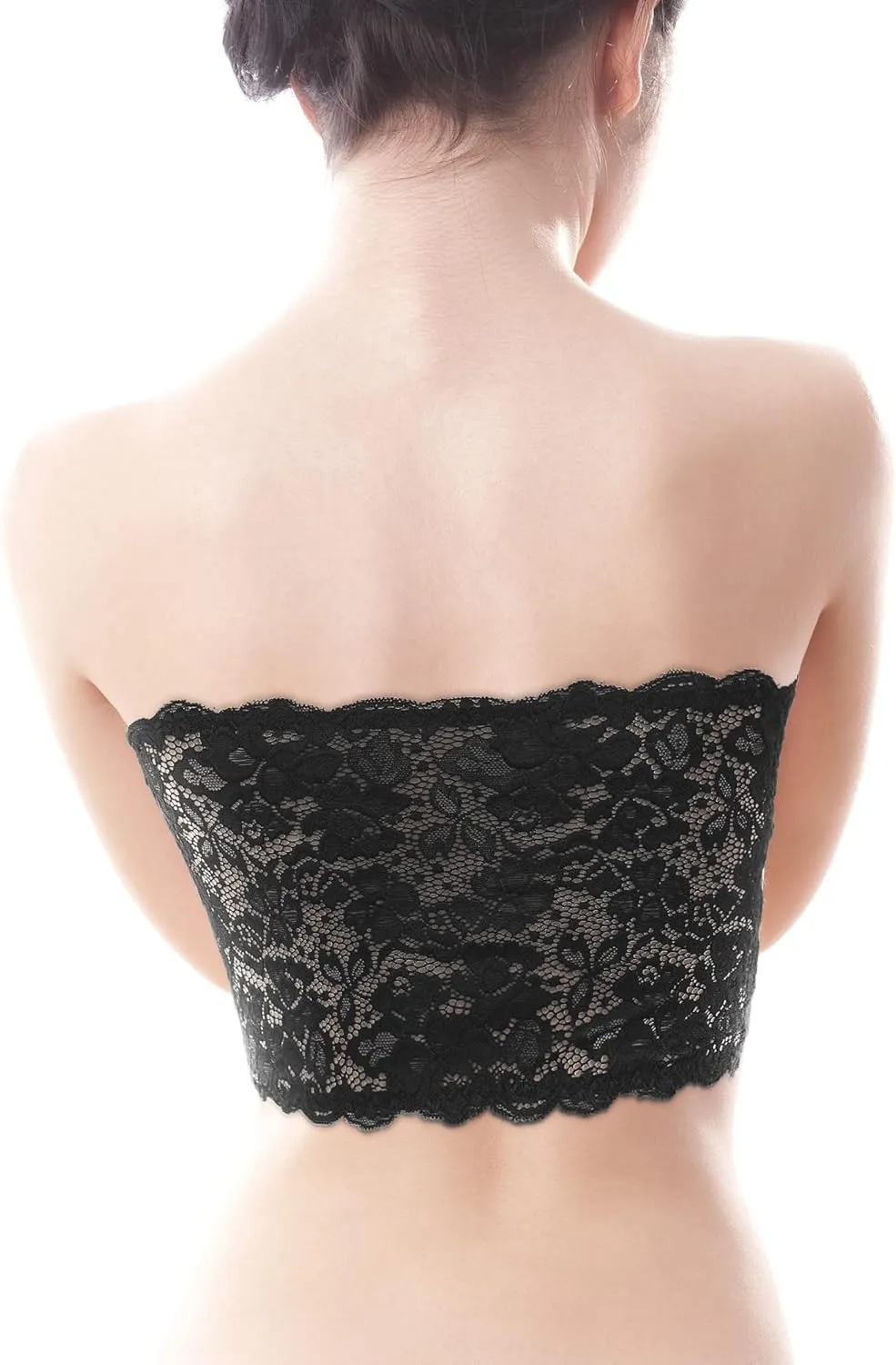 Boao 3 Pieces Women's Floral Lace Tube Top Bandeau Strapless Bras Seamless Stretchy Chest Wrap