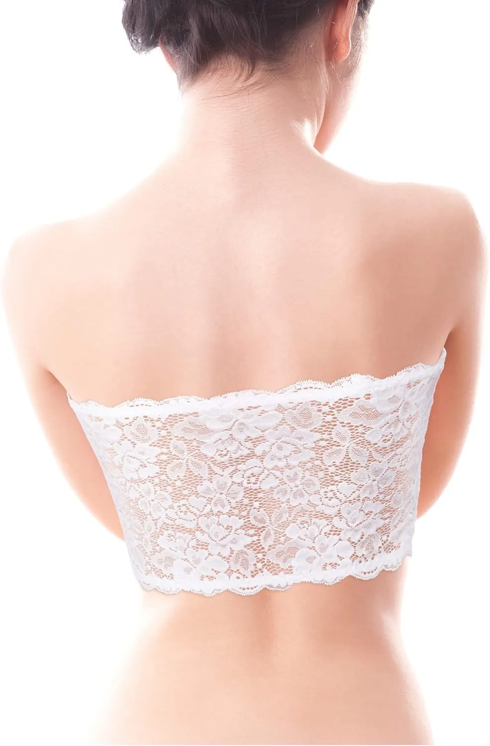 Boao 3 Pieces Women's Floral Lace Tube Top Bandeau Strapless Bras Seamless Stretchy Chest Wrap