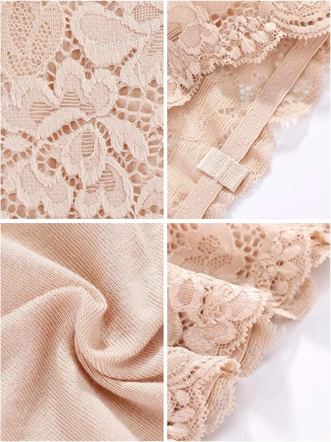 Boao 3 Pieces Women's Floral Lace Tube Top Bandeau Strapless Bras Seamless Stretchy Chest Wrap
