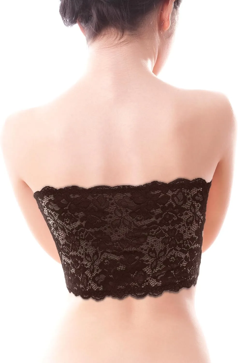 Boao 3 Pieces Women's Floral Lace Tube Top Bandeau Strapless Bras Seamless Stretchy Chest Wrap