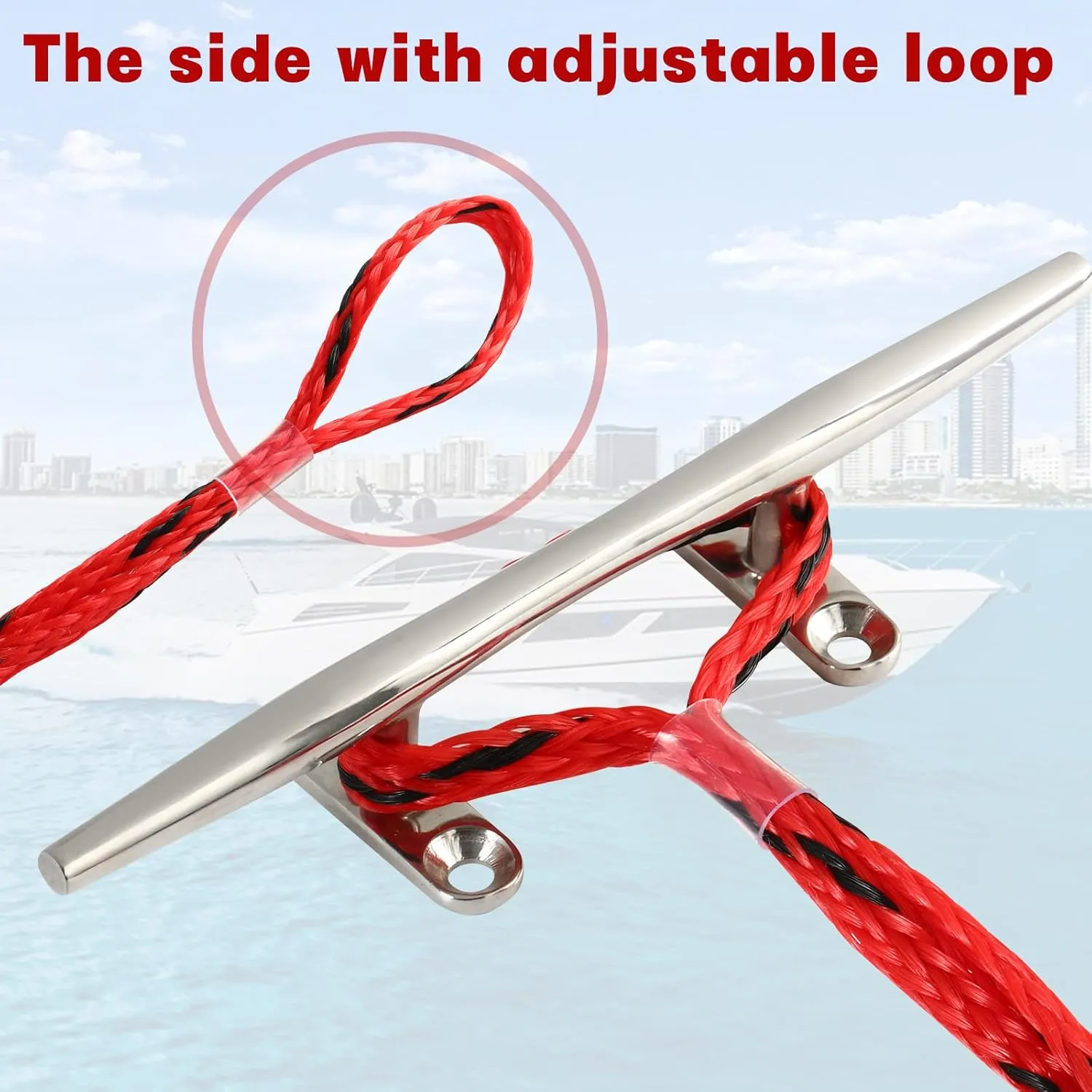 Boat Dock Bungee Ties Bungee Dock Line Mooring Rope Shock Bungee Docking Rope for Boat Kayak Jet Ski 4 Feet 4 Pack Red&Black