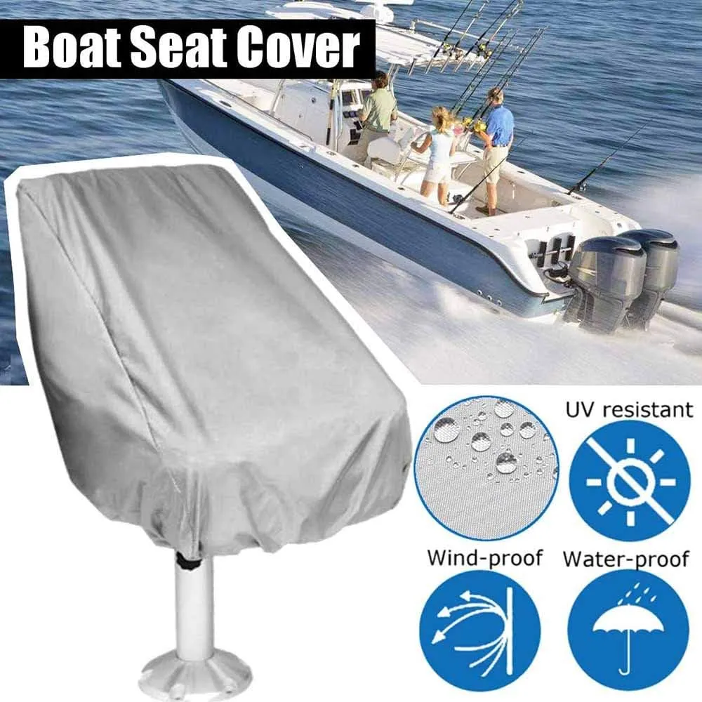 Boat Seat Cover, Waterproof Heavy-Duty Weather UV Resistant Pontoon Boat Cover Seats Pedestal 210D Oxford Cloth Helm Chair Protective Covers