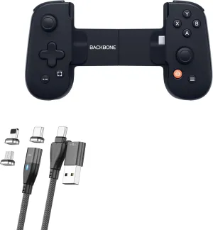 BoxWave Cable Compatible with Backbone One (Android) - MagnetoSnap PD AllCharge Cable (100W), Magnet Charging Braided USB Type-C Micro - Jet Black