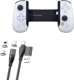 BoxWave Cable Compatible with Backbone One PlayStation Edition (Android) - MagnetoSnap PD AllCharge Cable (100W), Magnet Charging Braided USB Type-C Micro - Jet Black