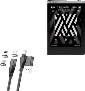 BoxWave Cable Compatible with Cowon Plenue D - MagnetoSnap PD AllCharge Cable (100W), Magnet Charging Braided USB Type-C Micro - Jet Black