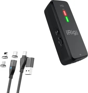 BoxWave Cable Compatible with IK Multimedia iRig Pre HD - MagnetoSnap PD AllCharge Cable (100W), Magnet Charging Braided USB Type-C Micro - Jet Black