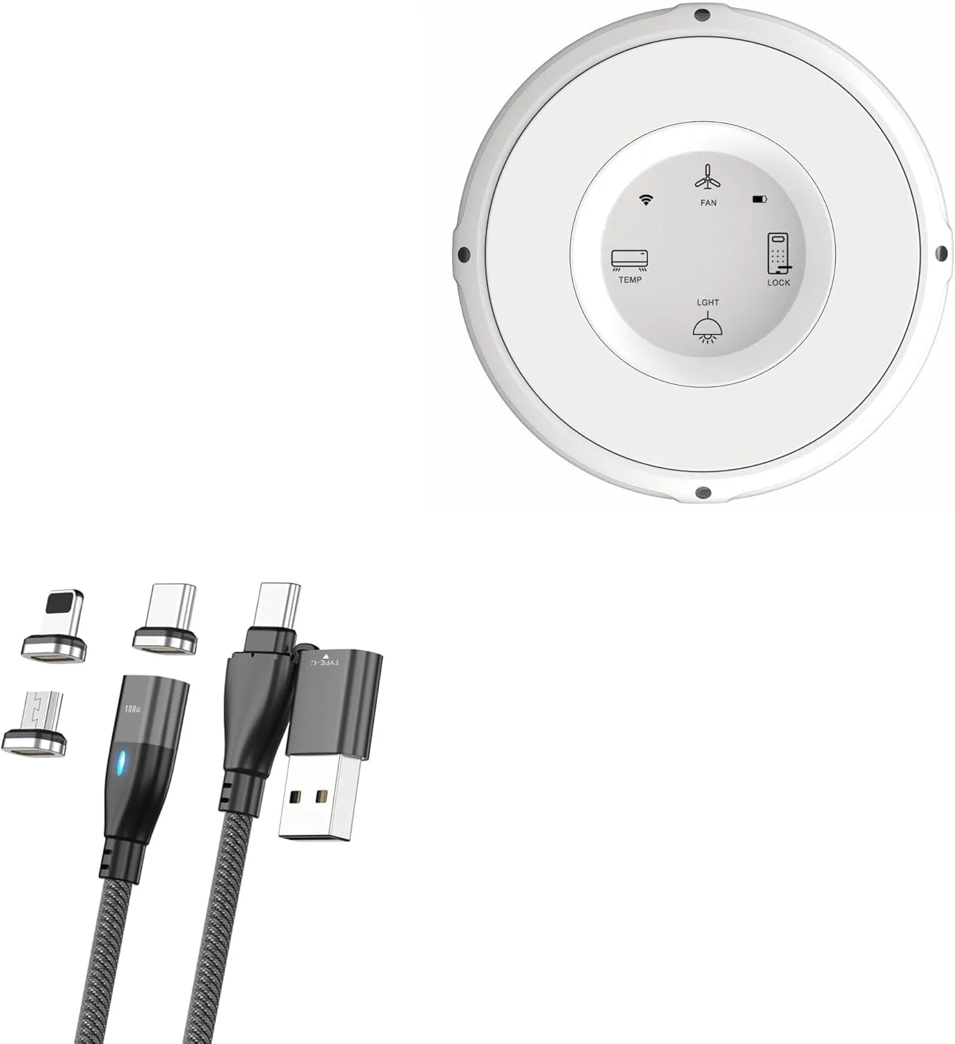 BoxWave Cable Compatible with Linxura SmartHome Controller - MagnetoSnap PD AllCharge Cable (100W), Magnet Charging Braided USB Type-C Micro - Jet Black