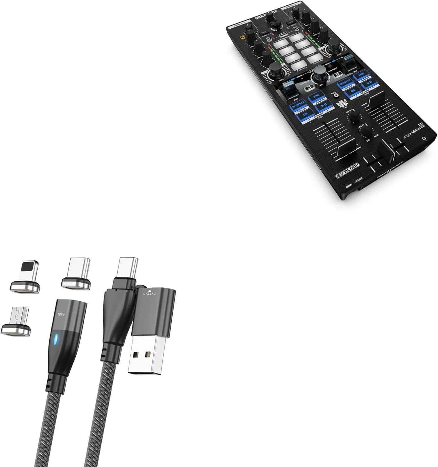BoxWave Cable Compatible with Reloop Mixtour Pro - MagnetoSnap PD AllCharge Cable (100W), Magnet Charging Braided USB Type-C Micro - Jet Black