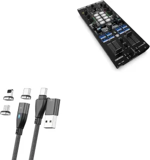 BoxWave Cable Compatible with Reloop Mixtour Pro - MagnetoSnap PD AllCharge Cable (100W), Magnet Charging Braided USB Type-C Micro - Jet Black