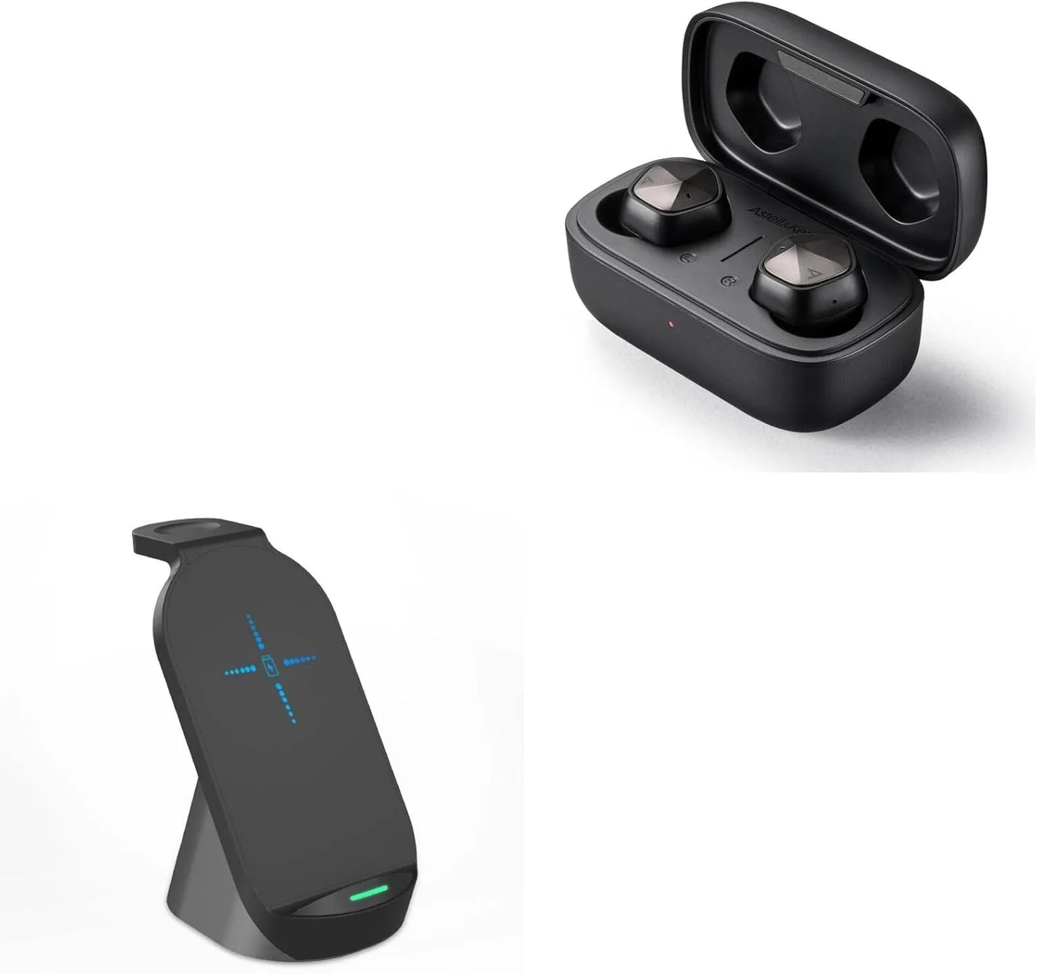 BoxWave Charger Compatible with Astell & Kern AK UW100 - Compact Wireless MultiCharge Stand (10W), Wireless Qi Stand Charger Watch Earbuds - Jet Black