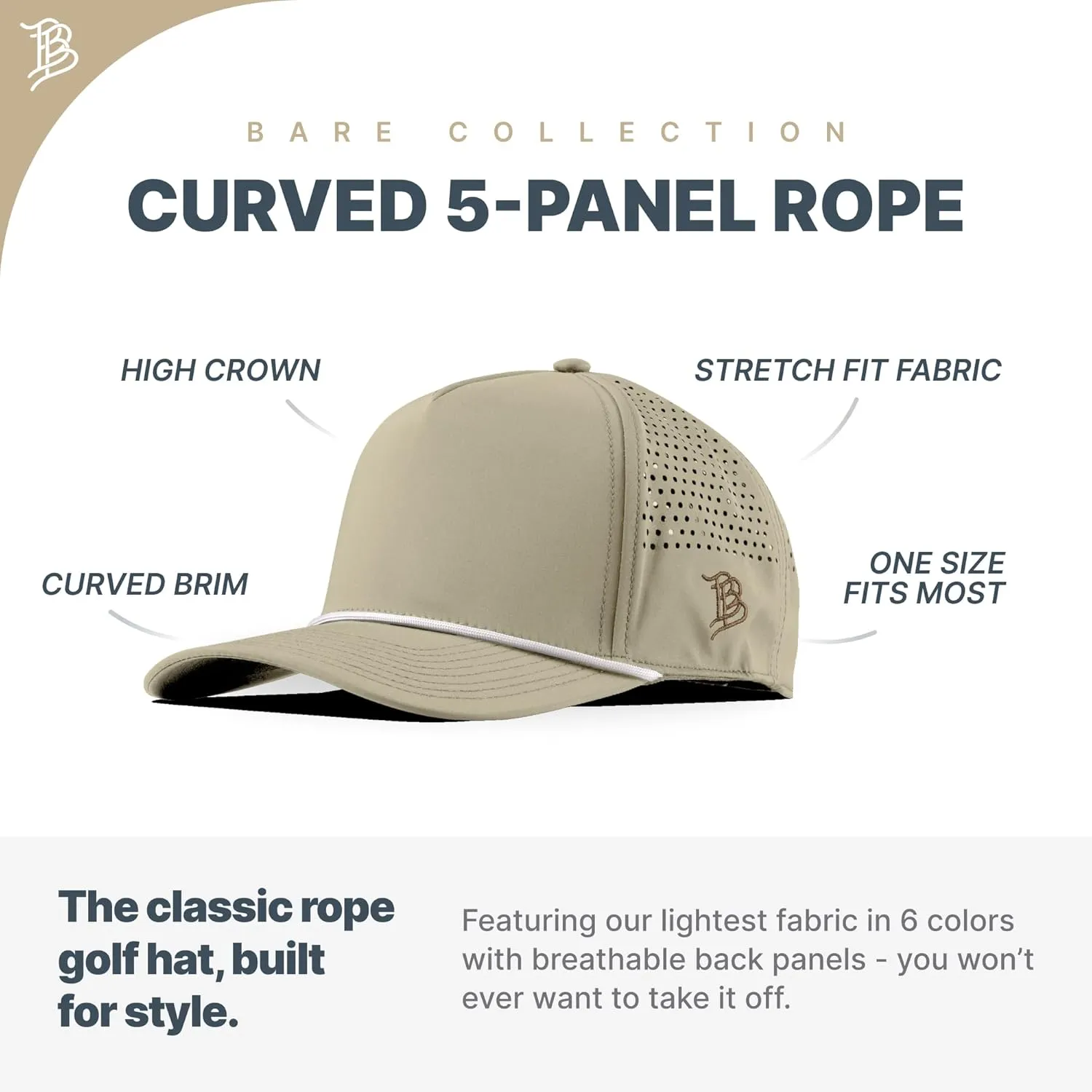 Branded Bills America Script Colored Leather 5 Panel Rope, Lightweight, Comfortable Baseball Cap