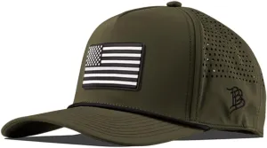 Branded Bills Vintage Old Glory PVC Curved 5 Panel Rope Hat, Fits 7-7 7/8, Adjustable Snapback | Lightweight, Comfort Stretch