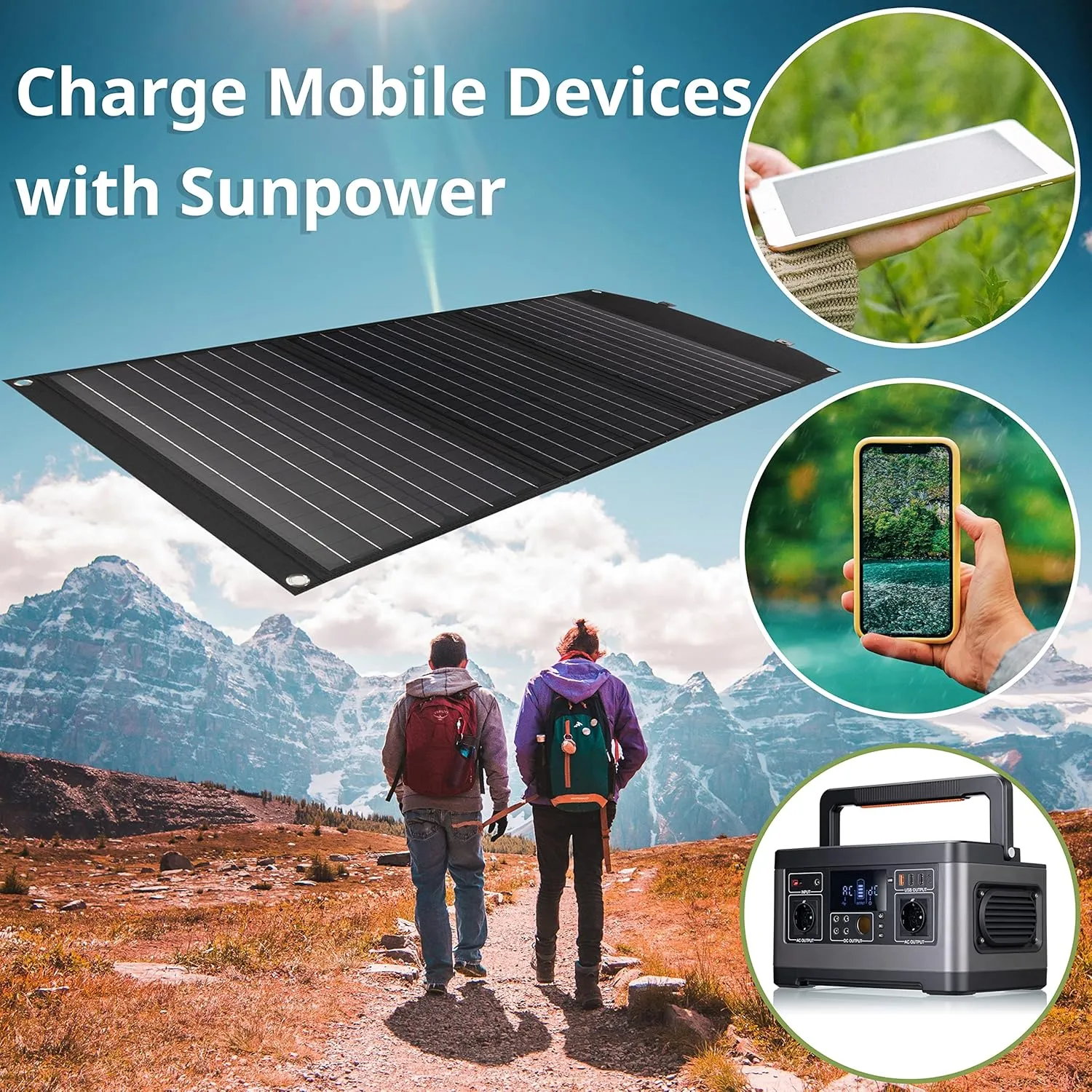 BRESSER Mobile Solar Charger 90 Watt with USB and DC output