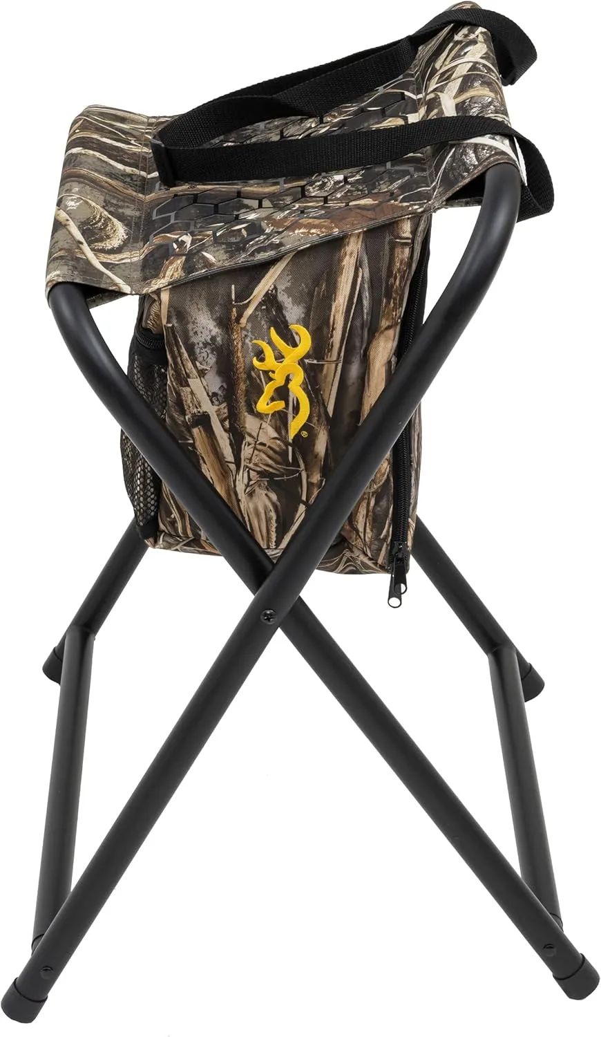Browning SteadyReady Hunting Chair - Compact and Foldable Steel Frame Stool with Exra-Wide Angled Anti-Slip Seat and Realtree Max-7 Camo Pattern