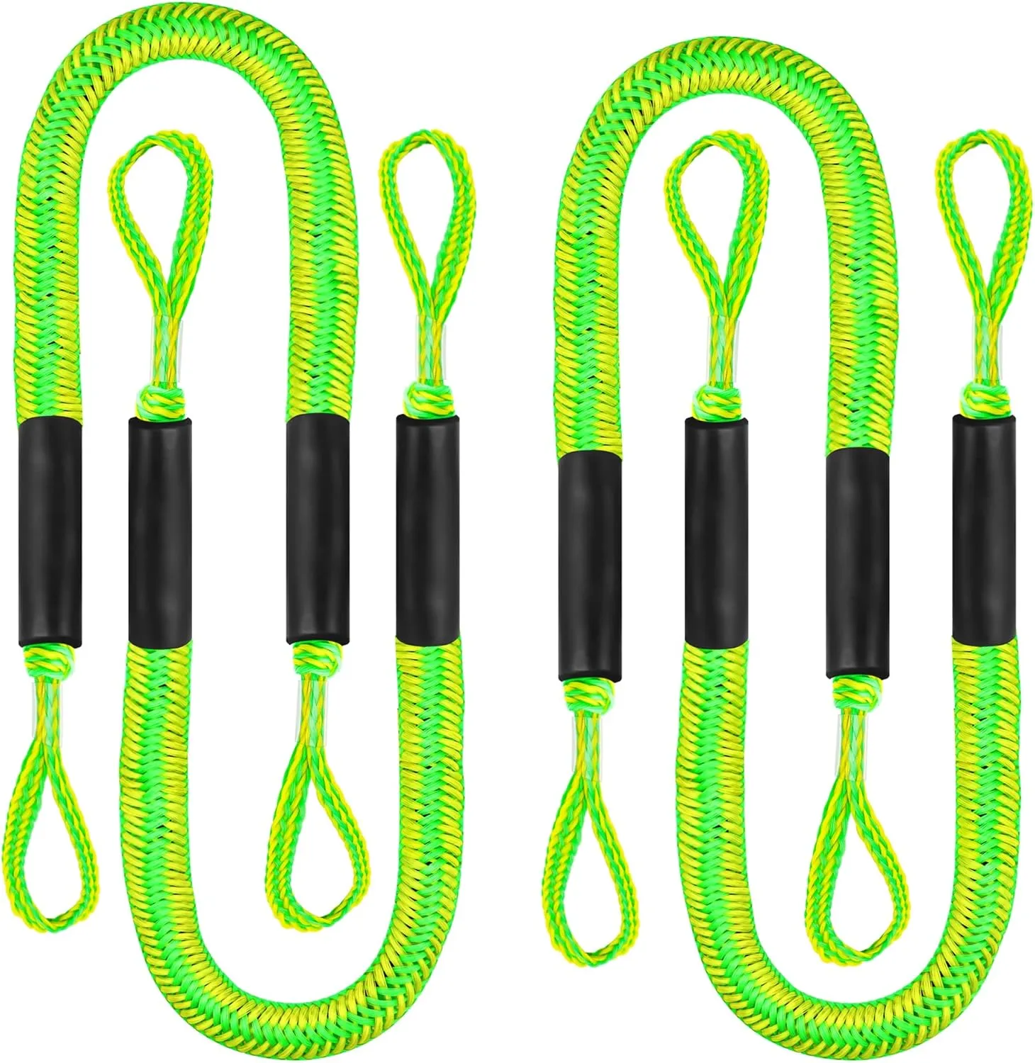 Bungee Dock Line Dockline for Boats Mooring Rope Bungee Cord Docking String Shock Bungee Docking Ropes for Boat Kayak, Jet Ski, Pontoon, Canoe, Power Boat WaveRunner Green (4X)