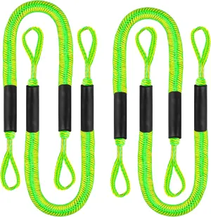 Bungee Dock Line Dockline for Boats Mooring Rope Bungee Cord Docking String Shock Bungee Docking Ropes for Boat Kayak, Jet Ski, Pontoon, Canoe, Power Boat WaveRunner Green (4X)