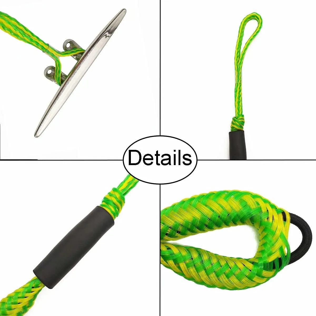 Bungee Dock Line Dockline for Boats Mooring Rope Bungee Cord Docking String Shock Bungee Docking Ropes for Boat Kayak, Jet Ski, Pontoon, Canoe, Power Boat WaveRunner Green (4X)