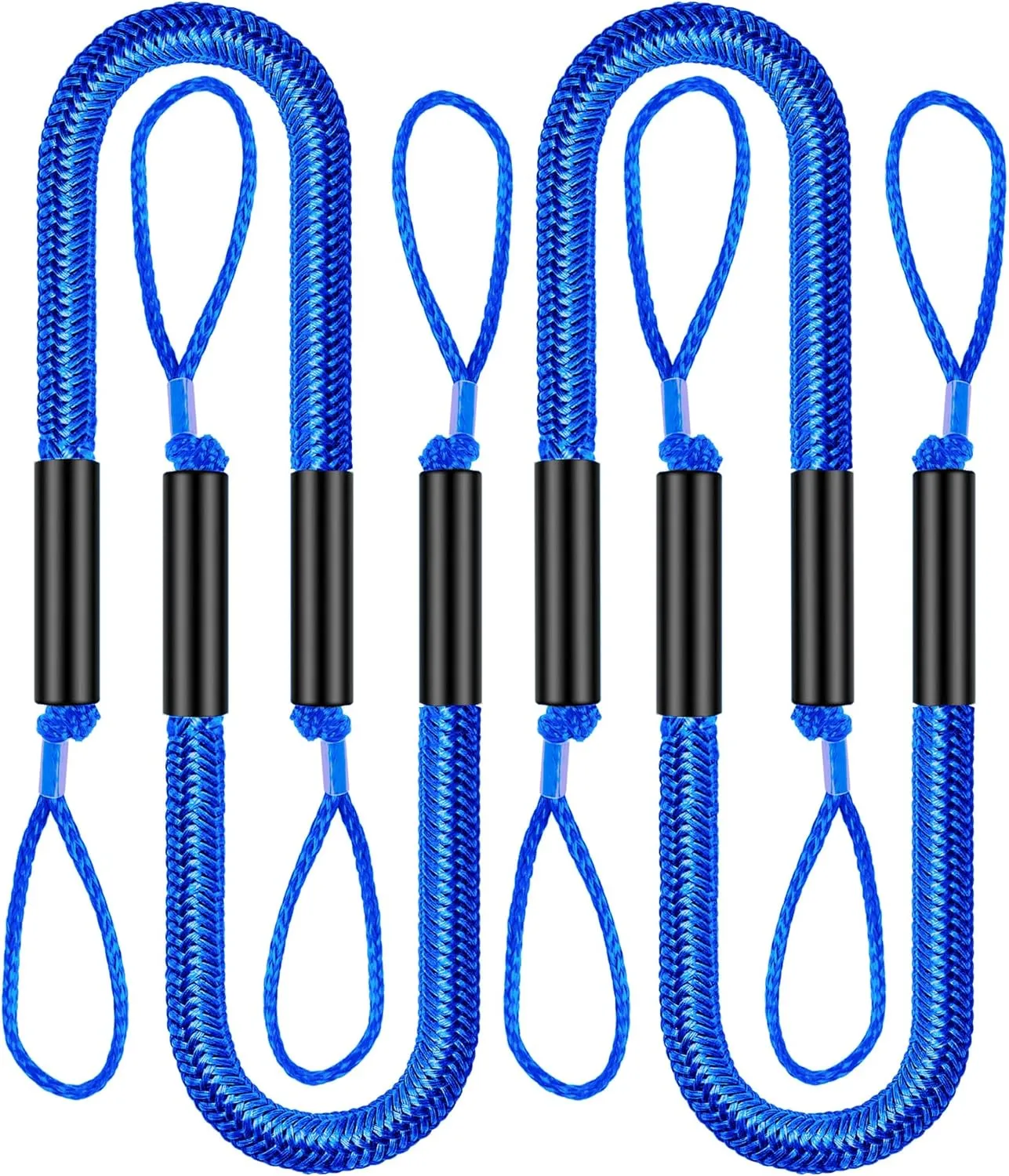 Bungee Dock Line Mooring Rope Bungee Cord Docking String Dockline for Boats, Kayak, Jet Ski, Pontoon, Canoe, Power Boat WaveRunner Blue (4X)