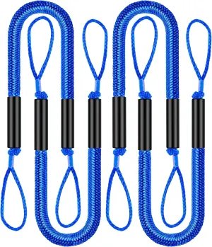 Bungee Dock Line Mooring Rope Bungee Cord Docking String Dockline for Boats, Kayak, Jet Ski, Pontoon, Canoe, Power Boat WaveRunner Blue (4X)