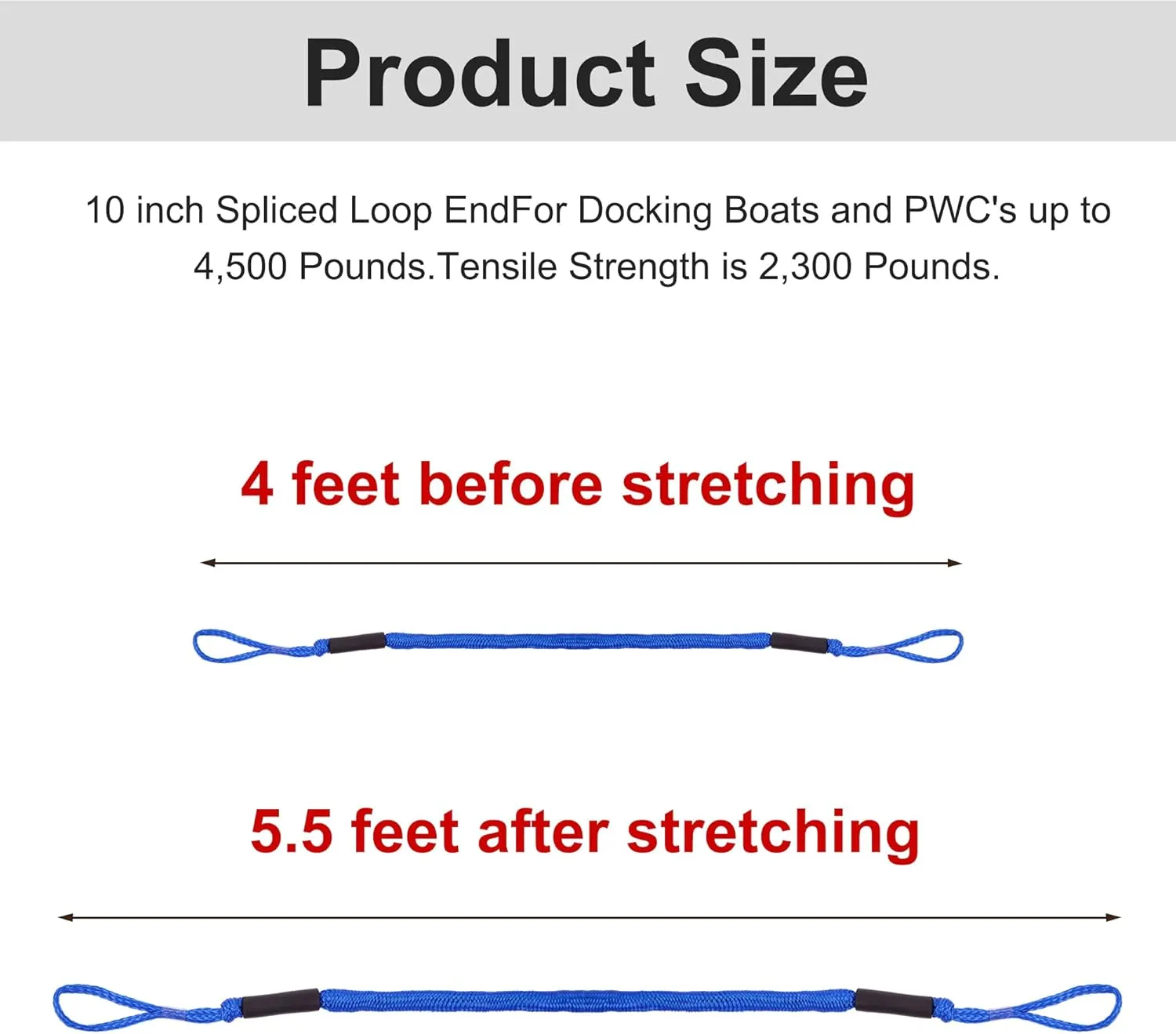 Bungee Dock Line Mooring Rope Bungee Cord Docking String Dockline for Boats, Kayak, Jet Ski, Pontoon, Canoe, Power Boat WaveRunner Blue (4X)