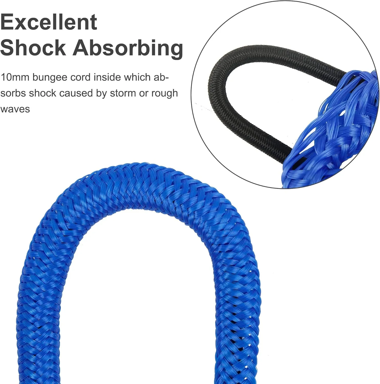 Bungee Dock Line Mooring Rope Bungee Cord Docking String Dockline for Boats, Kayak, Jet Ski, Pontoon, Canoe, Power Boat WaveRunner Blue (4X)