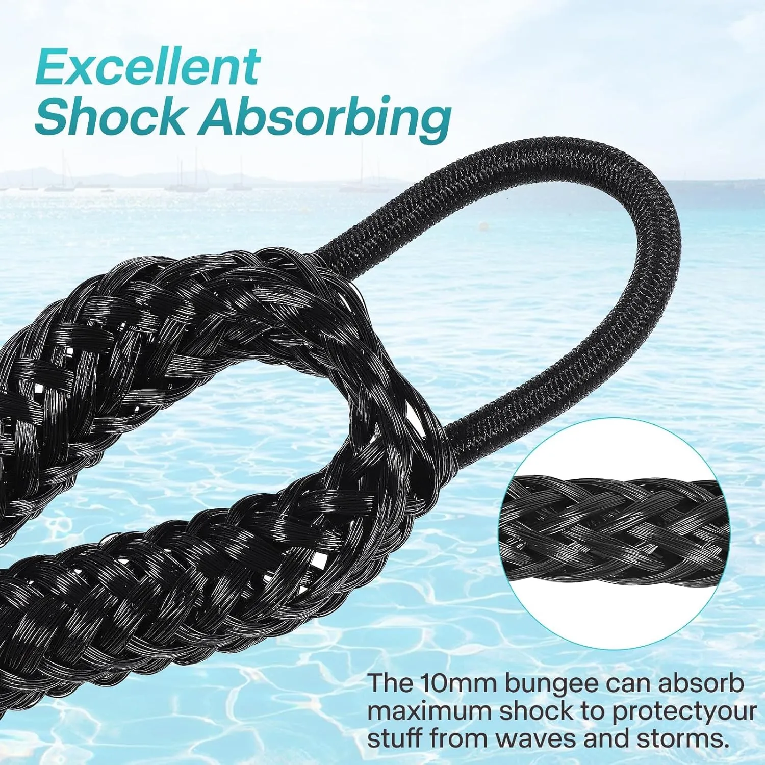 Bungee Dock Line with Stainless Steel Clip Boat Rope Mooring String with Foam Float for Docking,Kayak,Watercraft,SeaDoo,Jet Ski,Canoe,Pontoon Boat Accessories,4-5.5ft,2 Pack（Black）