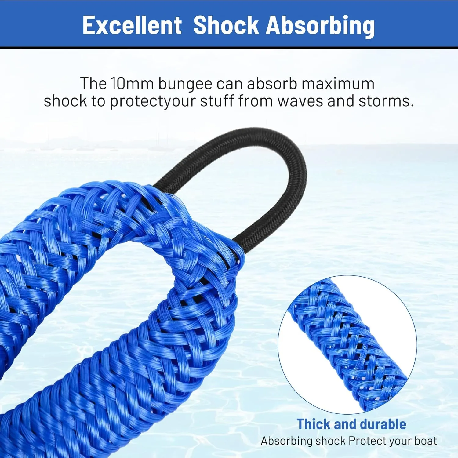 Bungee Dock Line with Stainless Steel Clip Boat Rope Mooring String with Foam Float for Docking,Kayak,Watercraft,SeaDoo,Jet Ski,Canoe,Pontoon Boat Accessories,4-5.5ft,2 Pack(Blue)