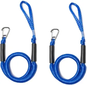 Bungee Dock Line with Stainless Steel Clip Boat Rope Mooring String with Foam Float for Docking,Kayak,Watercraft,SeaDoo,Jet Ski,Canoe,Pontoon Boat Accessories,4-5.5ft,2 Pack(Blue)
