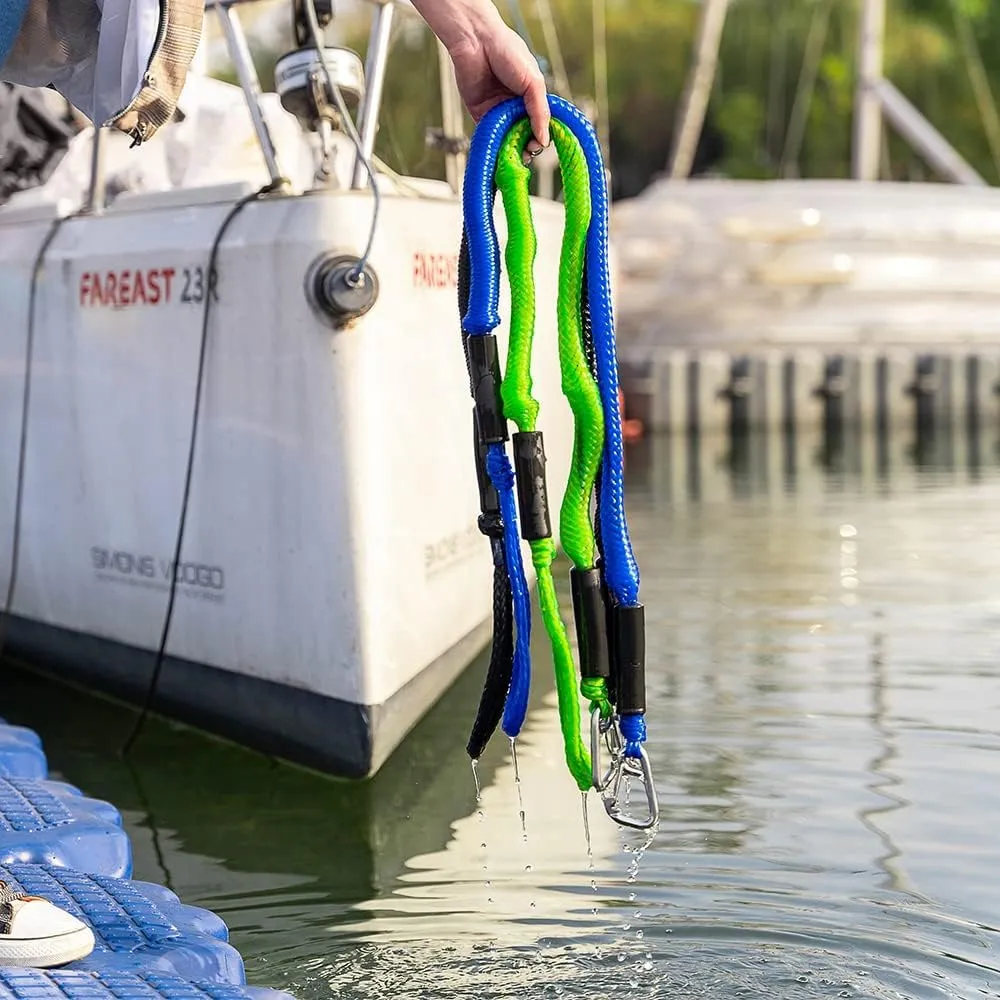 Bungee Dock Line with Stainless Steel Clip Boat Rope Mooring String with Foam Float for Docking,Kayak,Watercraft,SeaDoo,Jet Ski,Canoe,Pontoon Boat Accessories,4-5.5ft,2 Pack(Yellow&Green)