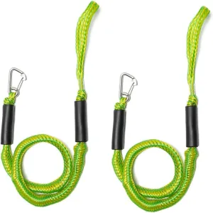 Bungee Dock Line with Stainless Steel Clip Boat Rope Mooring String with Foam Float for Docking,Kayak,Watercraft,SeaDoo,Jet Ski,Canoe,Pontoon Boat Accessories,4-5.5ft,2 Pack(Yellow&Green)