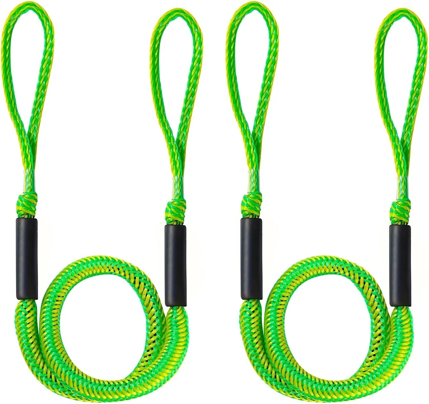 Bungee Dock Line,Boat Rope Stretchable Docking String with Foam Float for Pontoon Boat,Jet ski, seadoo,WaveRunner,Kayak,Boating Gifts for Men,2pack,4-5.5FT (Yellow&Green)