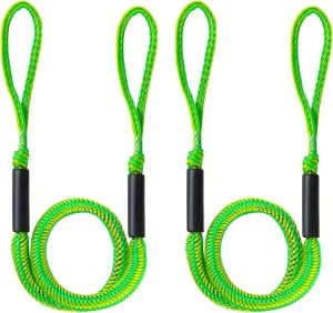 Bungee Dock Line,Boat Rope Stretchable Docking String with Foam Float for Pontoon Boat,Jet ski, seadoo,WaveRunner,Kayak,Boating Gifts for Men,2pack,4-5.5FT (Yellow&Green)