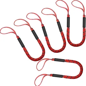 Bungee Dock Lines - Boat Accessories - 4 Feet Shock Cords Docking Rope Mooring Rope for PWC,Jet ski,Pontoon,Kayak,Canoe,Power Boat,Watercraft (Red and Black)