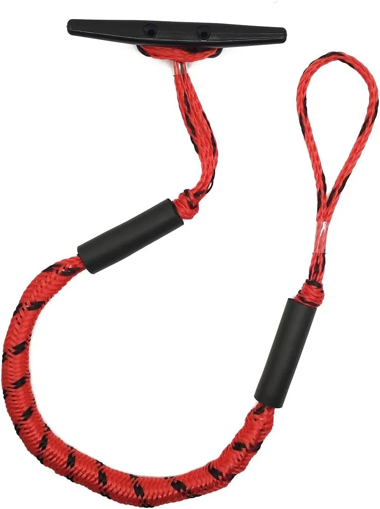 Bungee Dock Lines - Boat Accessories - 4 Feet Shock Cords Docking Rope Mooring Rope for PWC,Jet ski,Pontoon,Kayak,Canoe,Power Boat,Watercraft (Red and Black)
