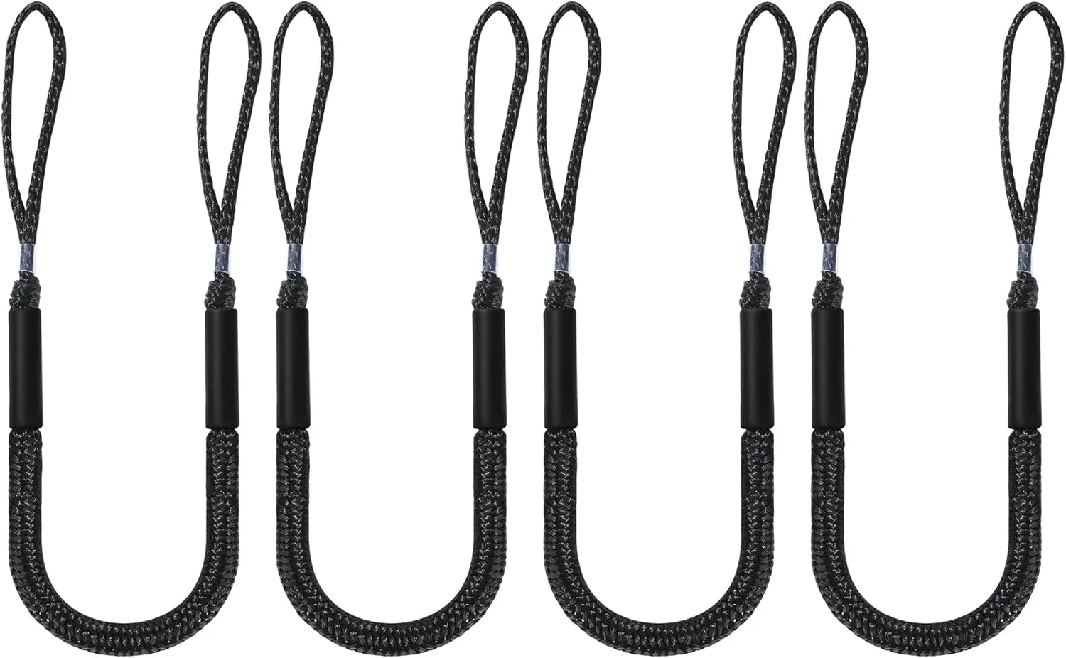 Bungee Dock Lines for Boats Marine Mooring Lines Boat Rope for Docking Accessories for Jet Ski, PWC, Pontoon, Kayak, SeaDoo, WaveRunner (black-4 pack)
