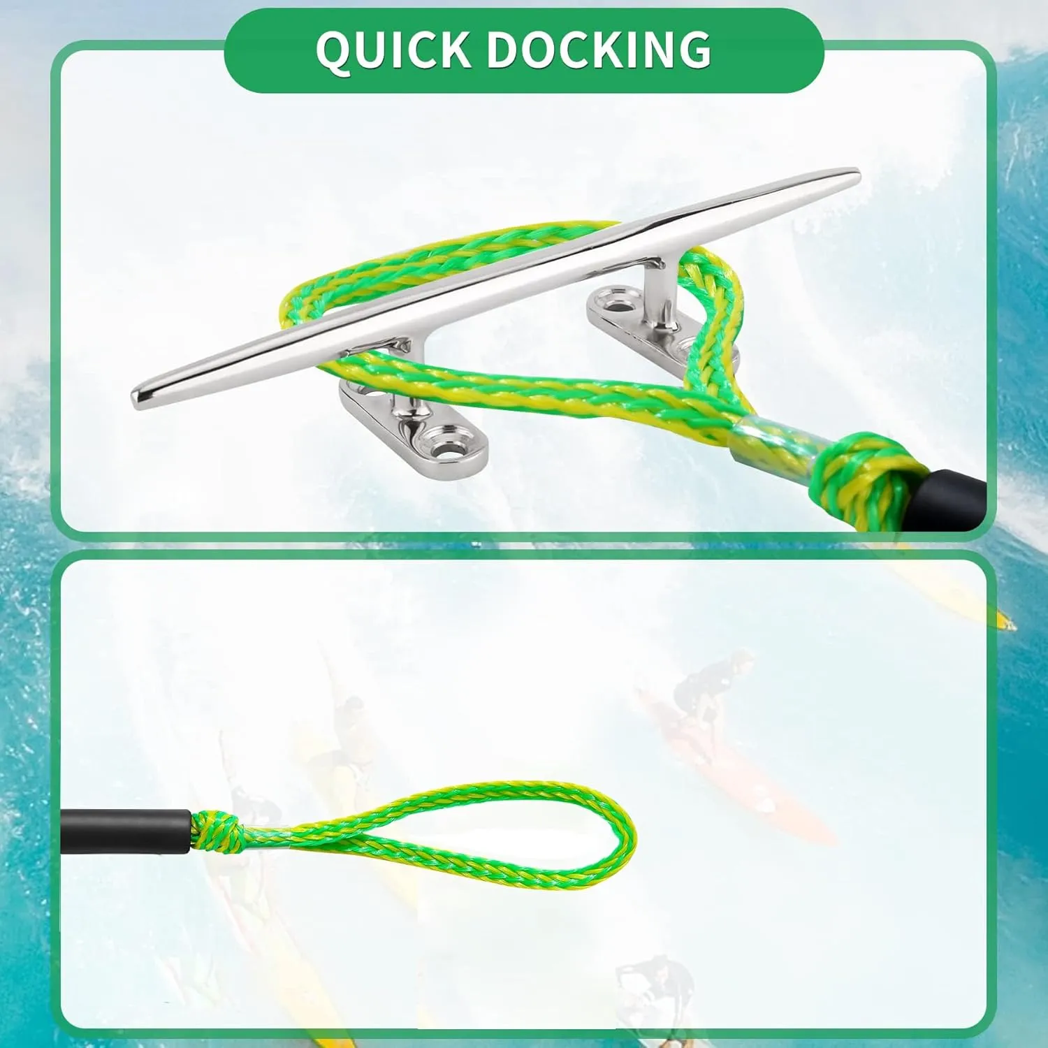 Bungee Dock Lines for Boats Marine Mooring Lines Boat Rope for Docking Accessories for Jet Ski, PWC, Pontoon, Kayak, SeaDoo, WaveRunner (black-4 pack)