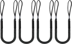 Bungee Dock Lines for Boats Marine Mooring Lines Boat Rope for Docking Accessories for Jet Ski, PWC, Pontoon, Kayak, SeaDoo, WaveRunner (black-4 pack)