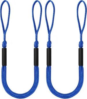 Bungee Dock Lines for Boats Marine Mooring Lines Boat Rope for Docking Accessories for Jet Ski, PWC, Pontoon, Kayak, SeaDoo, WaveRunner (blue-2 pack)
