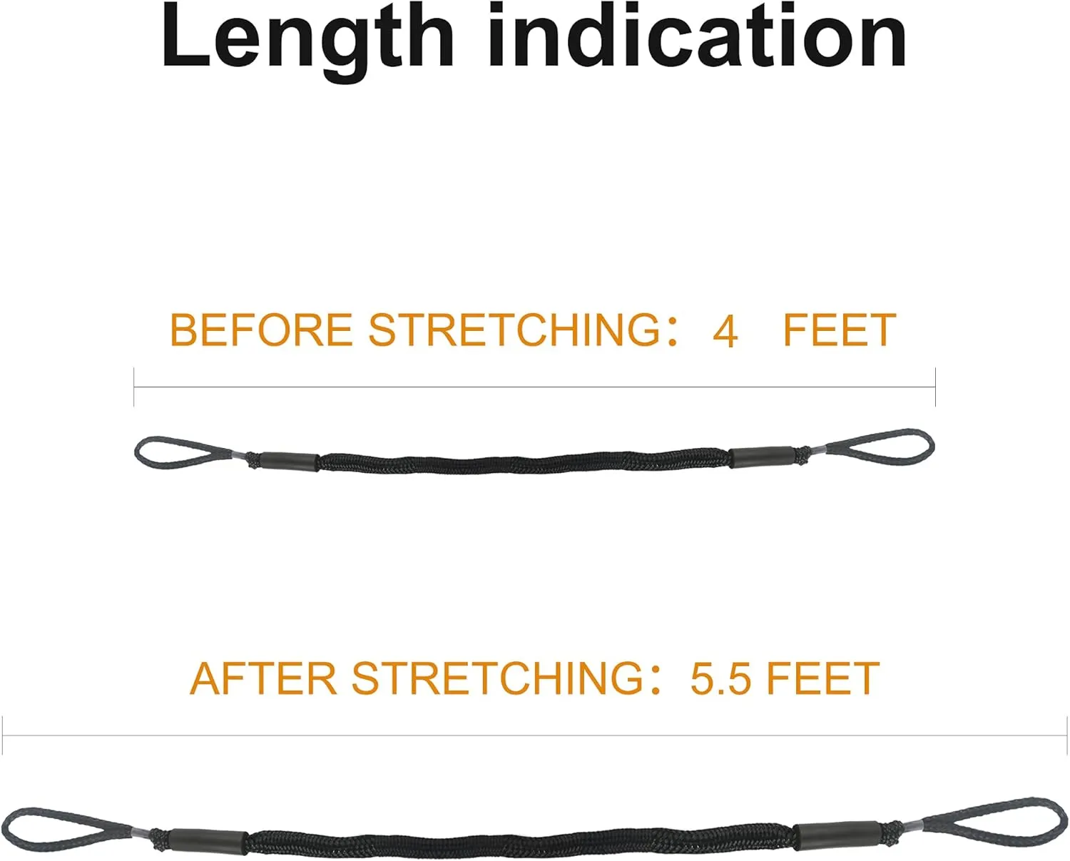 Bungee Dock Lines for Boats Mooring Rope Bungee Boat Dock Line for Jet Ski Pontoon Kayak Accessories(Black 4P)